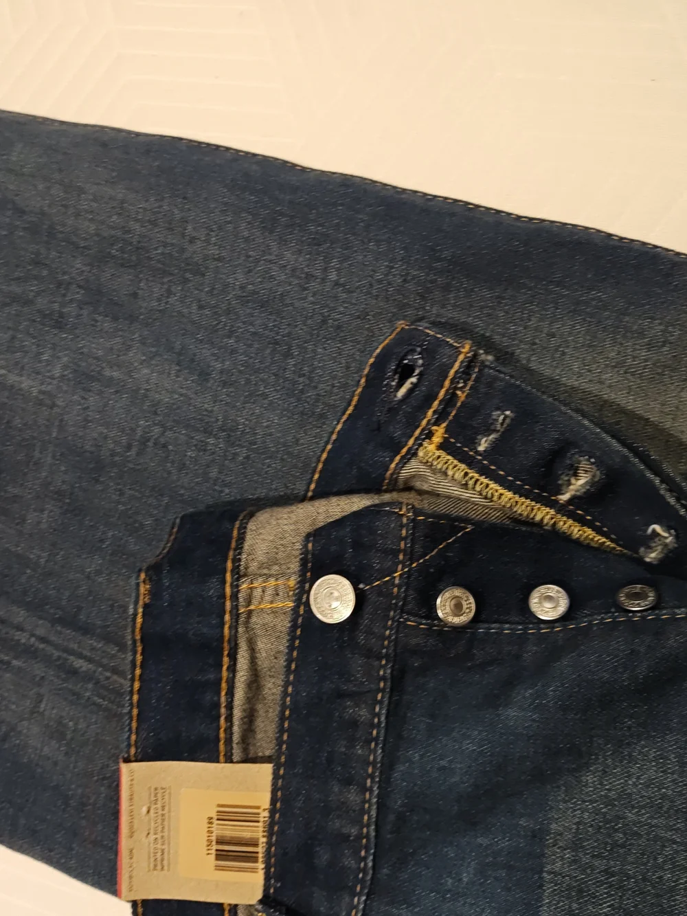 Levi's 501 Men's Straight Jeans - Dark Blue Washed Denim 44x32